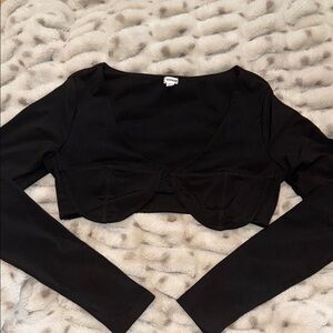 Black Long Sleeve Crop Top